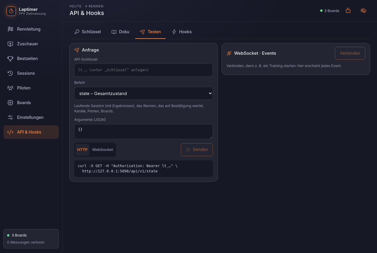 API-Seite mit Tester